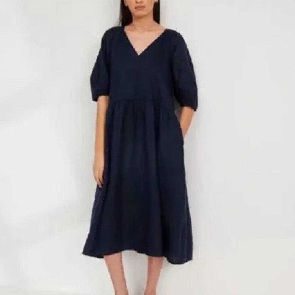 Everlane The Linen Puff Sleeve Dress